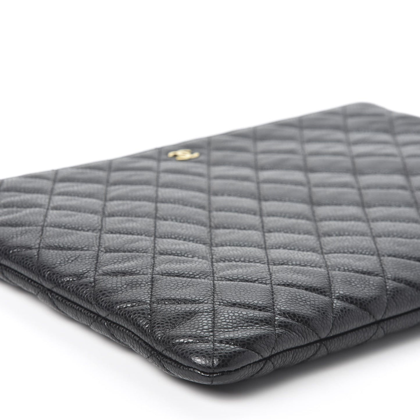 Caviar Quilted Large Cosmetic Case Black