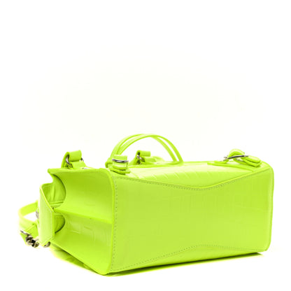 Balenciaga Semi Shiny Calfskin Crocodile Embossed Neo Classic Silver Hardware Mini City Fluo Yellow 4 of 18