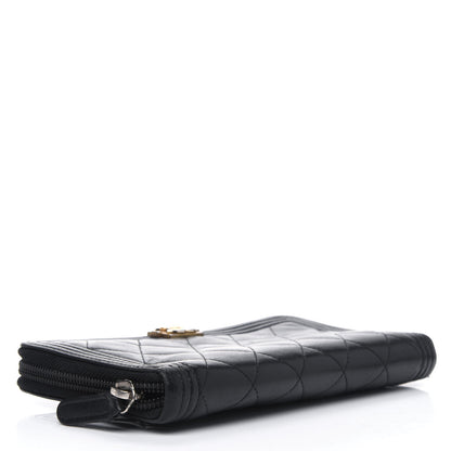 Chanel Lambskin Quilted Boy Zip Around Wallet Black 3 of 7