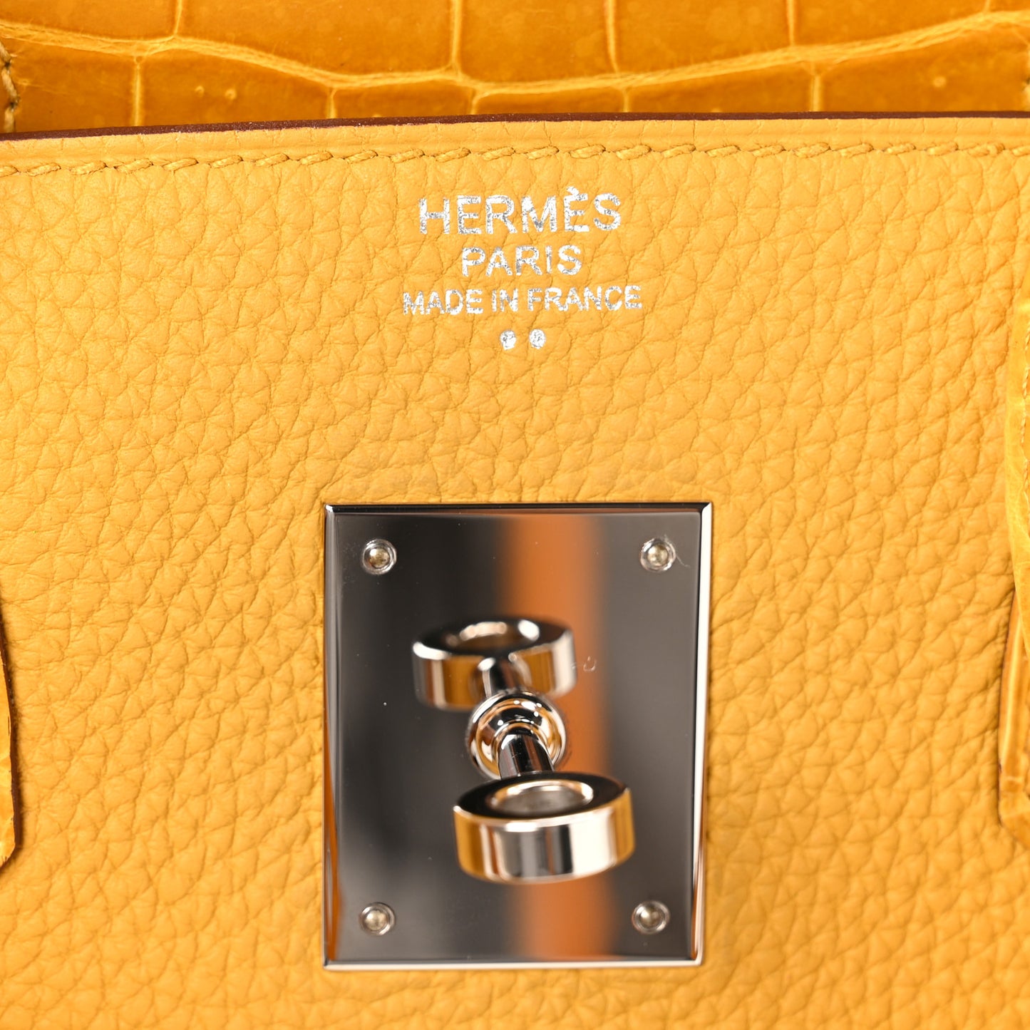 Togo Shiny Niloticus Crocodile Birkin Touch 30 Jaune Ambre
