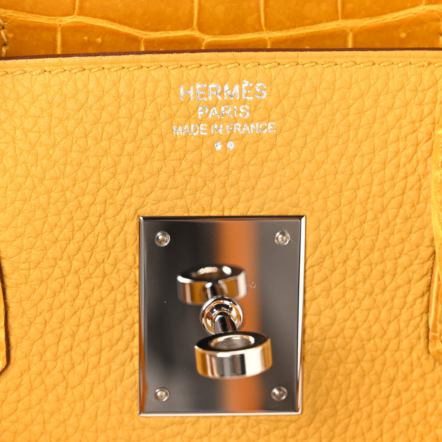 Hermes Togo Shiny Niloticus Crocodile Birkin Touch 30 Jaune Ambre 6 of 11