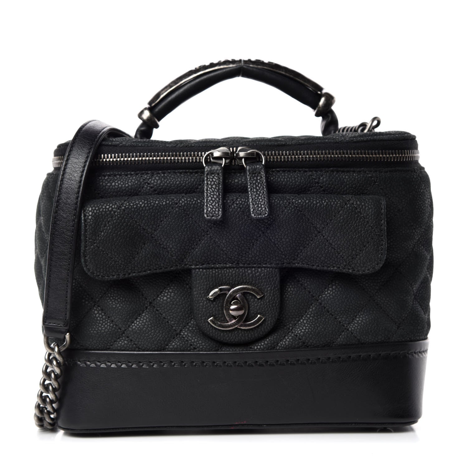 Chanel Iridescent Grained Calfskin Quilted Globe Trotter Vanity Case Black 1 of 12