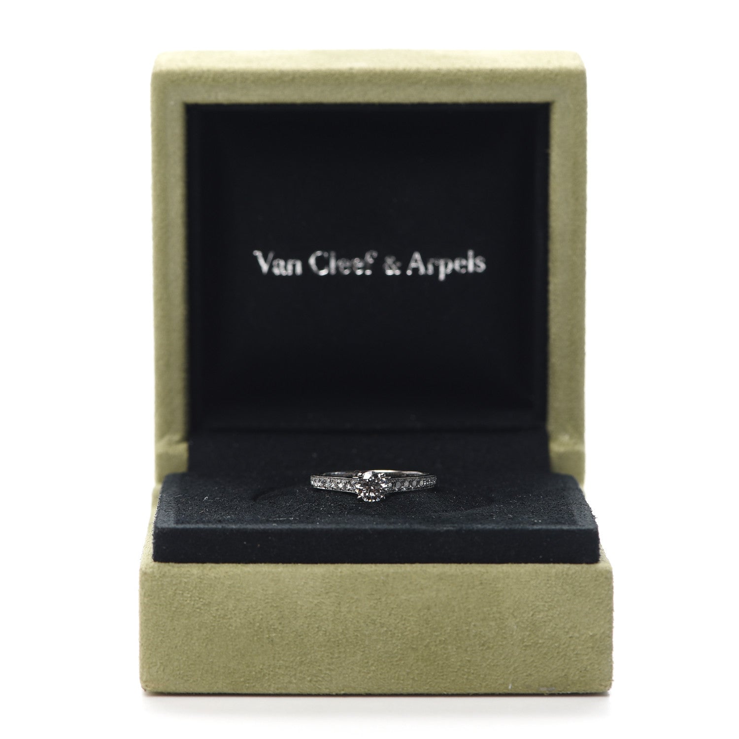 Van Cleef & Arpels Platinum Diamond .32ct Romance Solitaire Ring 49 4.75 8 of 8