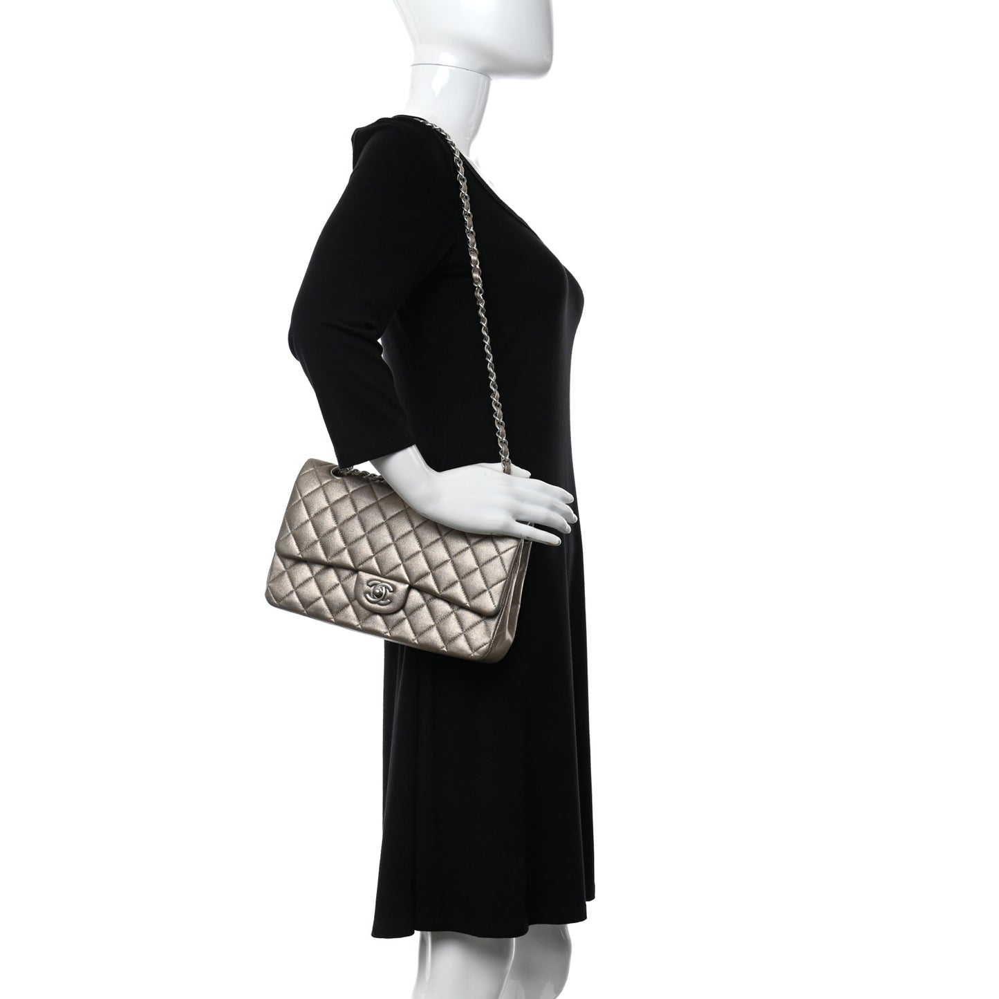 Metallic Lambskin Quilted Medium Double Flap Pink