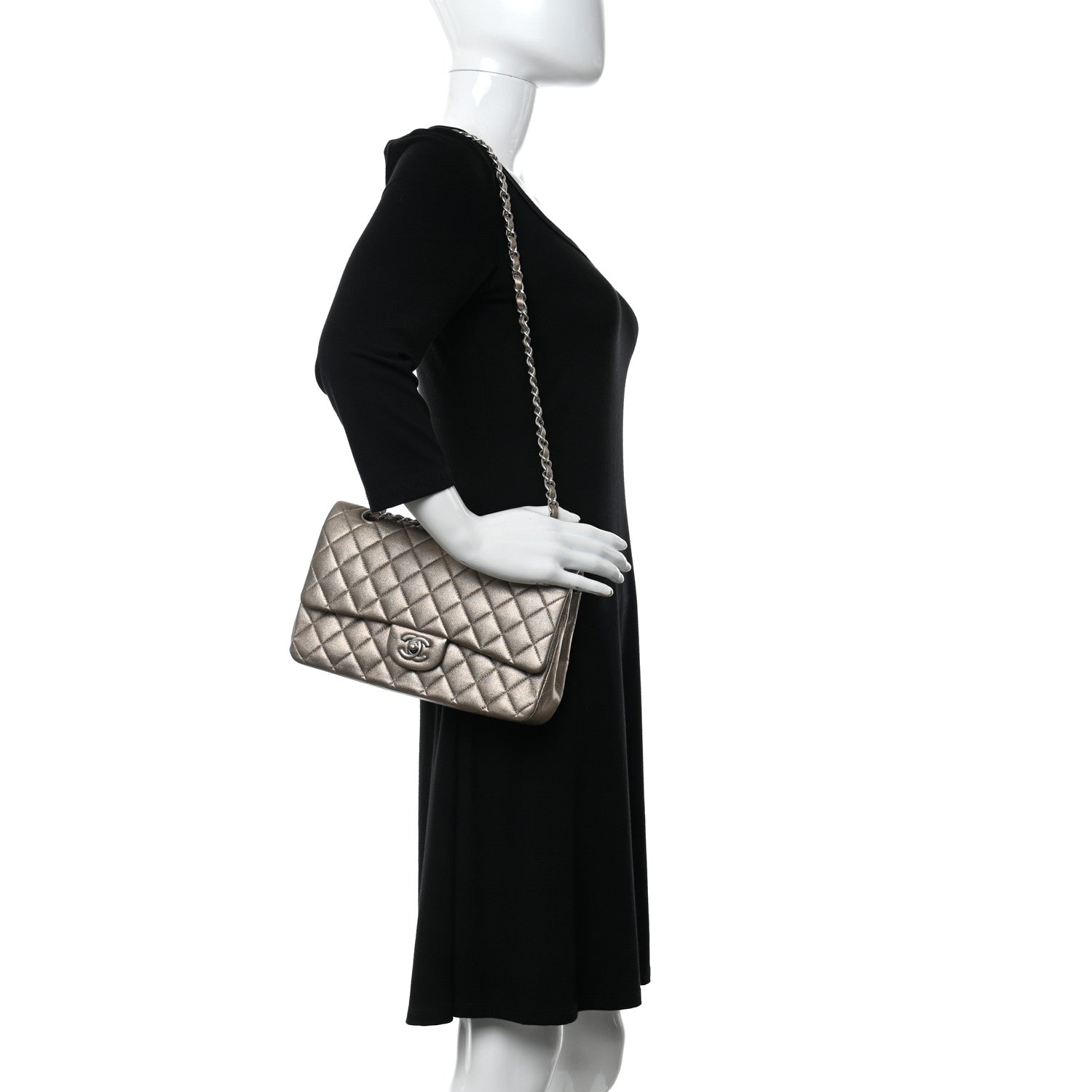 Chanel Metallic Lambskin Quilted Medium Double Flap Pink 2 of 10