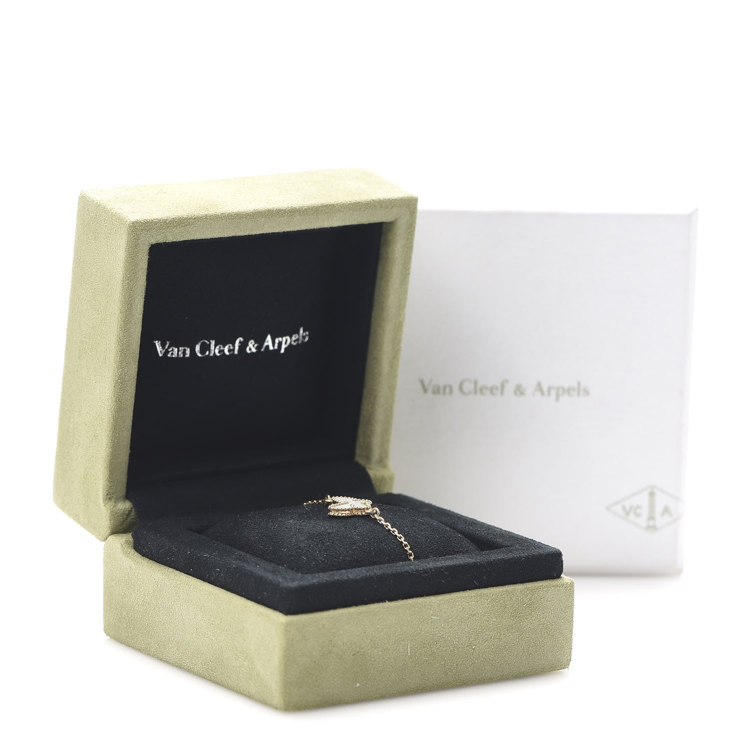 Van Cleef & Arpels 18K Yellow Gold Mother of Pearl Sweet Alhambra Butterfly Bracelet 8 of 8
