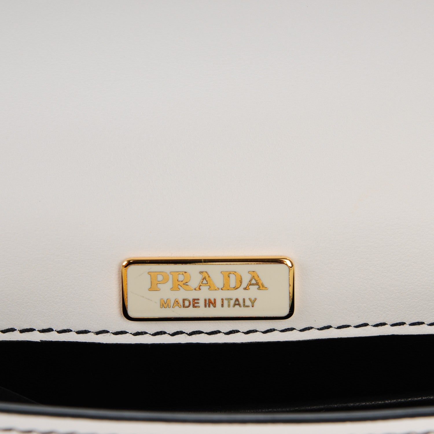 Prada City Calf Pionniere Saddle Bag Black White 6 of 6