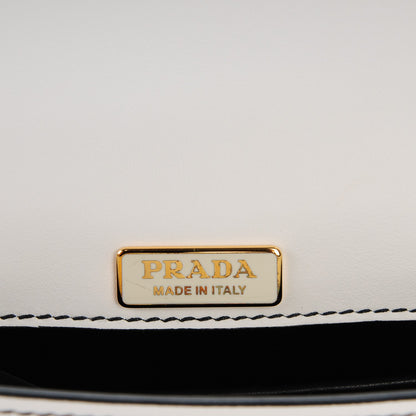 Prada City Calf Pionniere Saddle Bag Black White 6 of 6