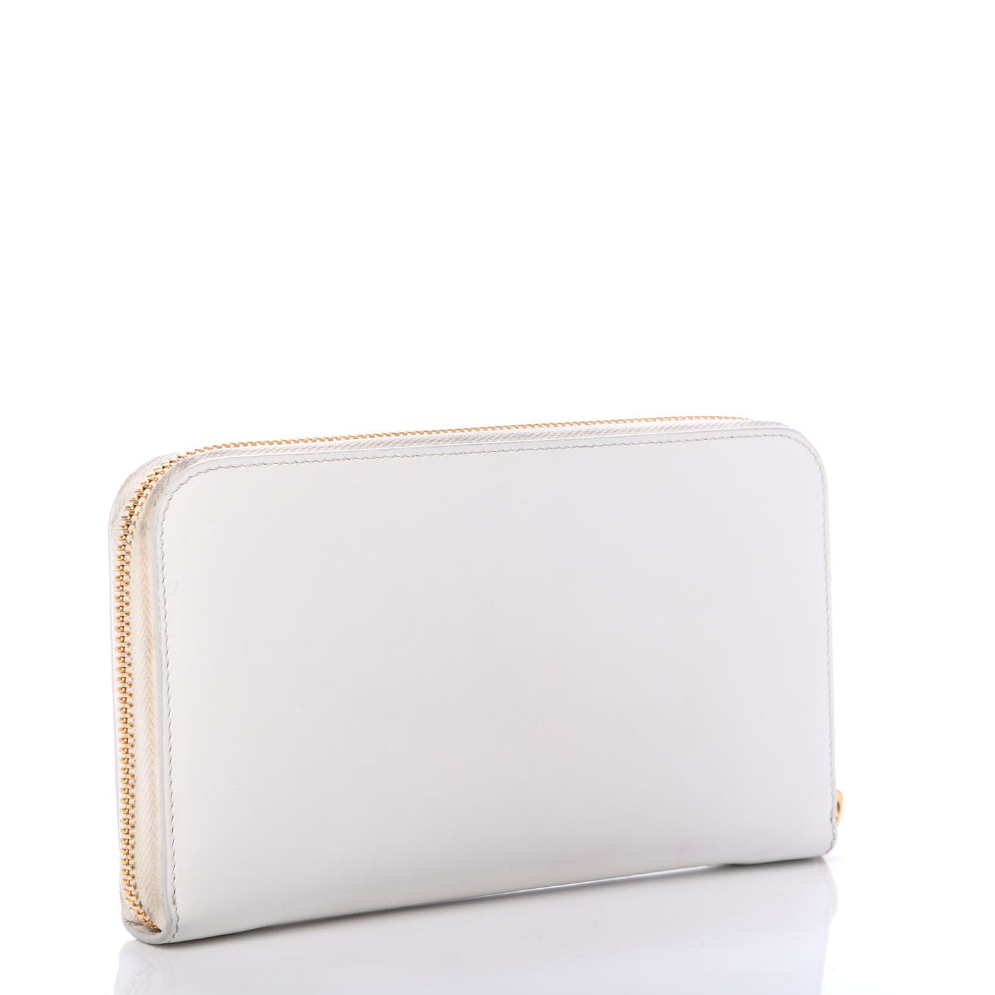 Calfskin Tribute Zip Around Wallet White