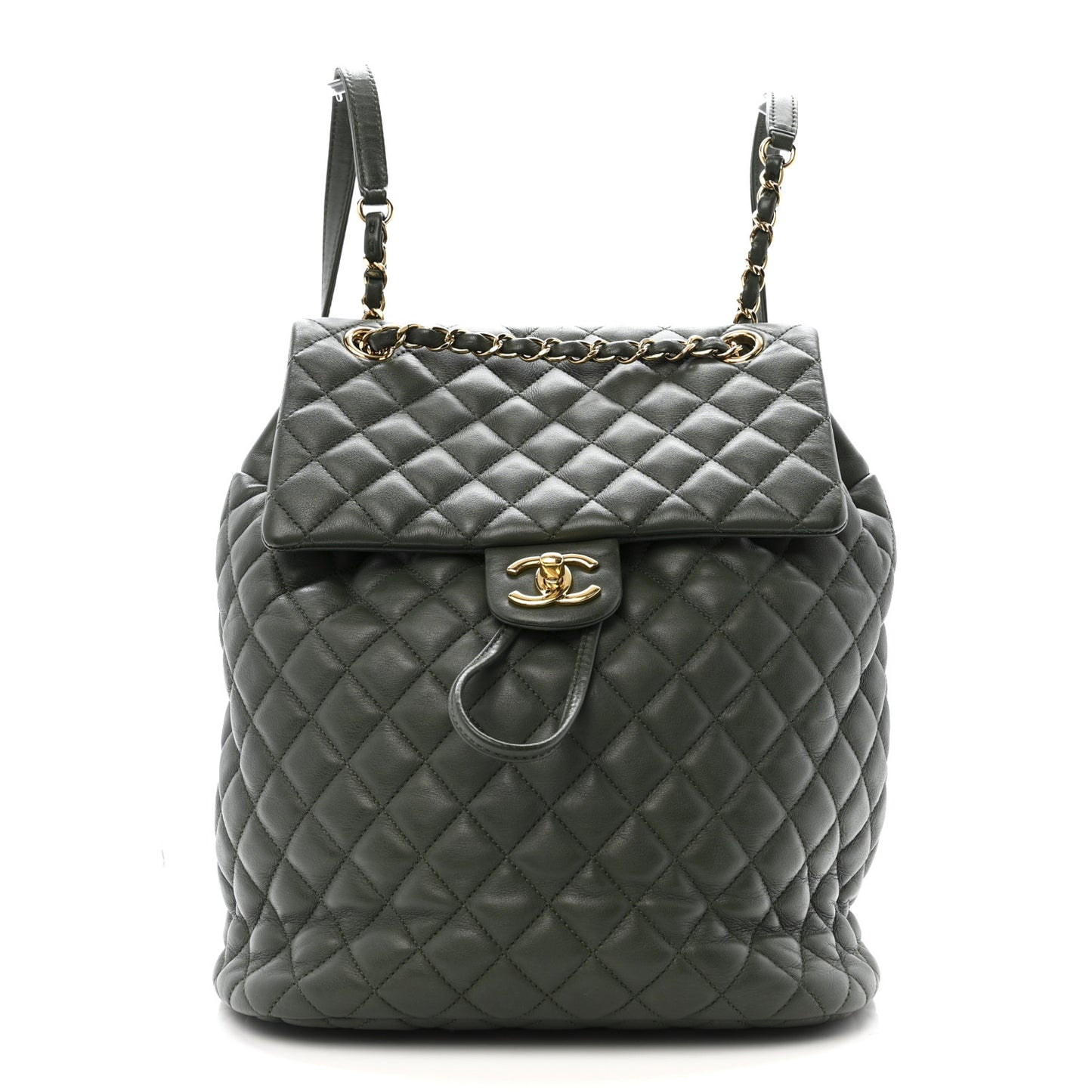 Lambskin Quilted Large Urban Spirit Backpack Dark Green