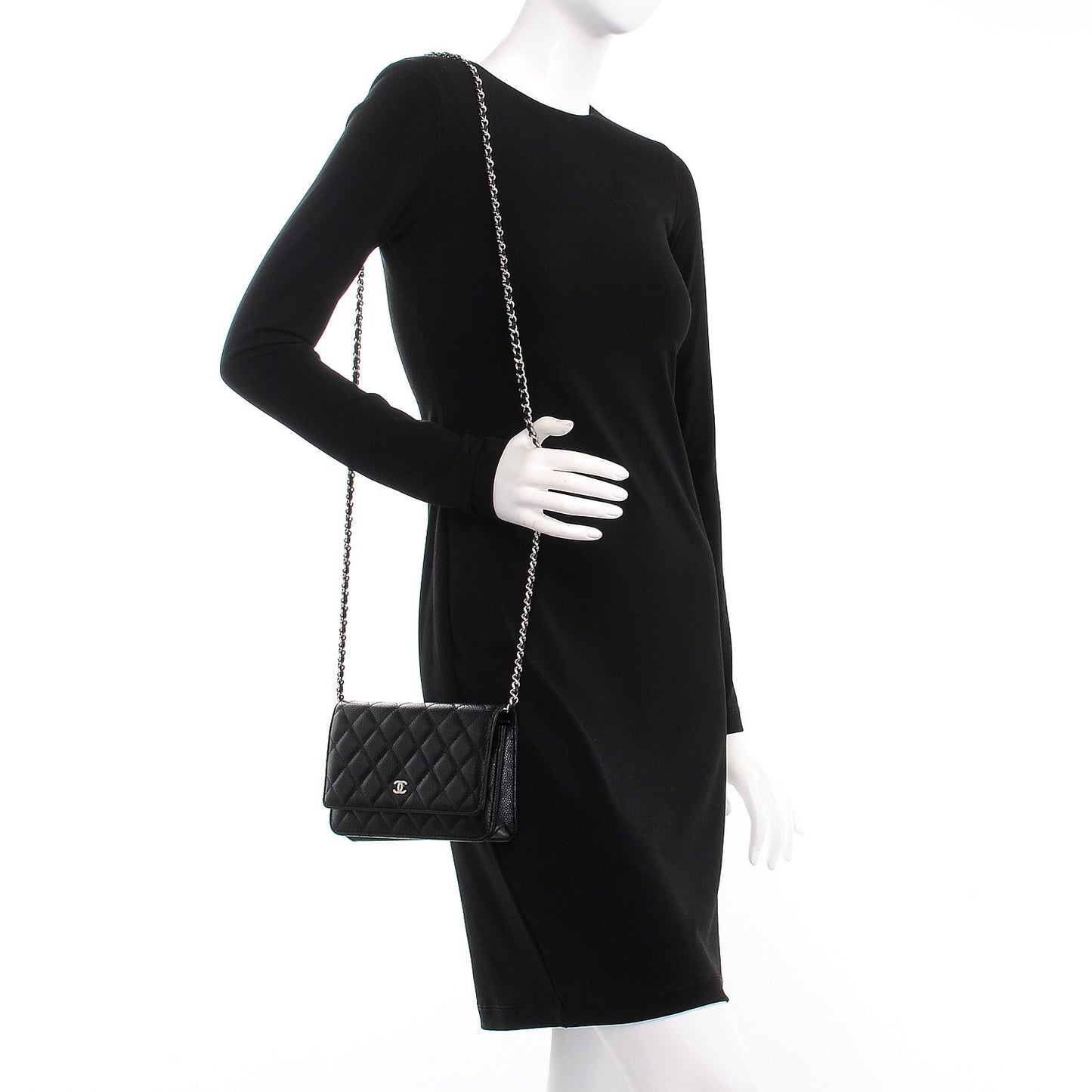 Caviar Quilted Wallet On Chain WOC Black