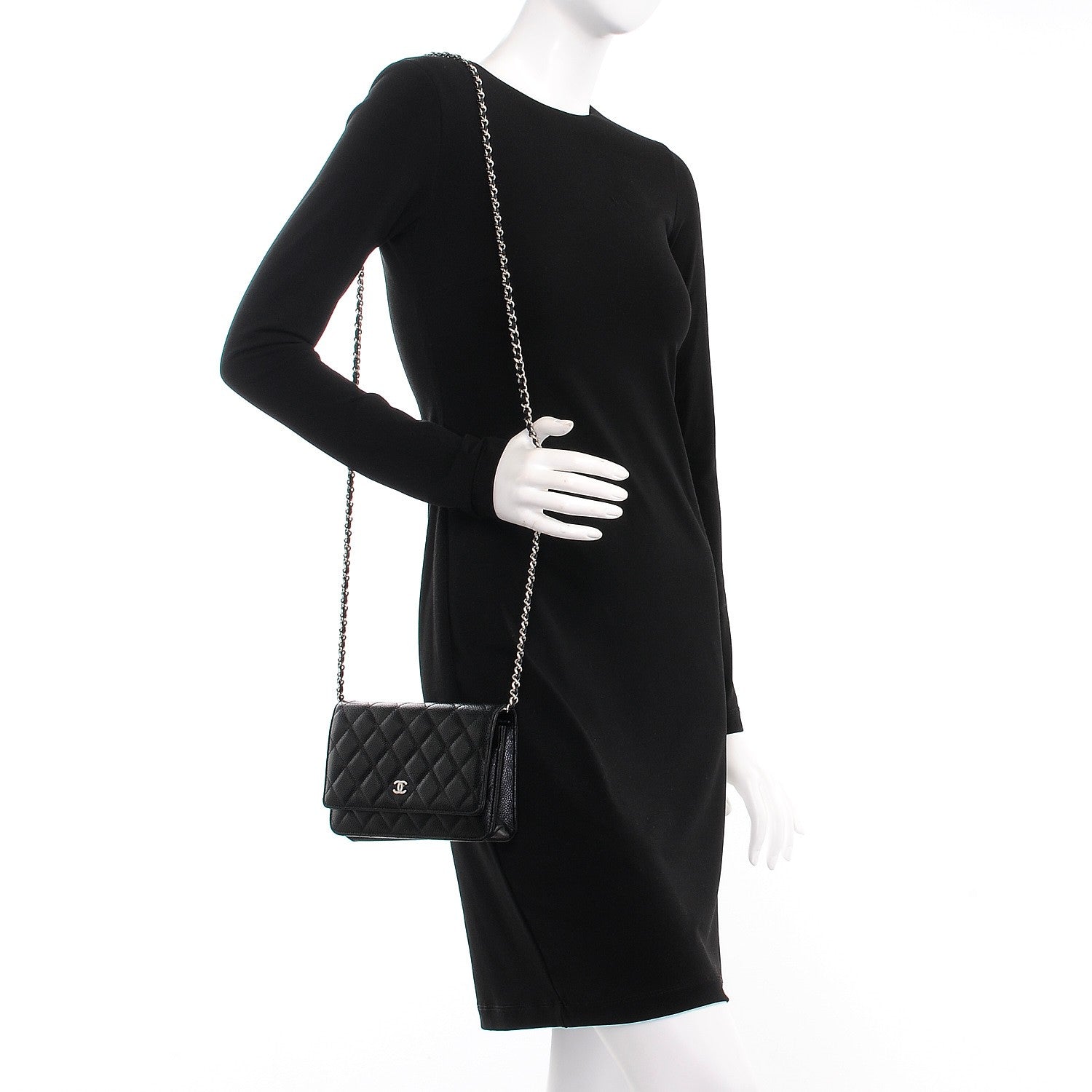 Chanel Caviar Quilted Wallet On Chain WOC Black 2 of 8