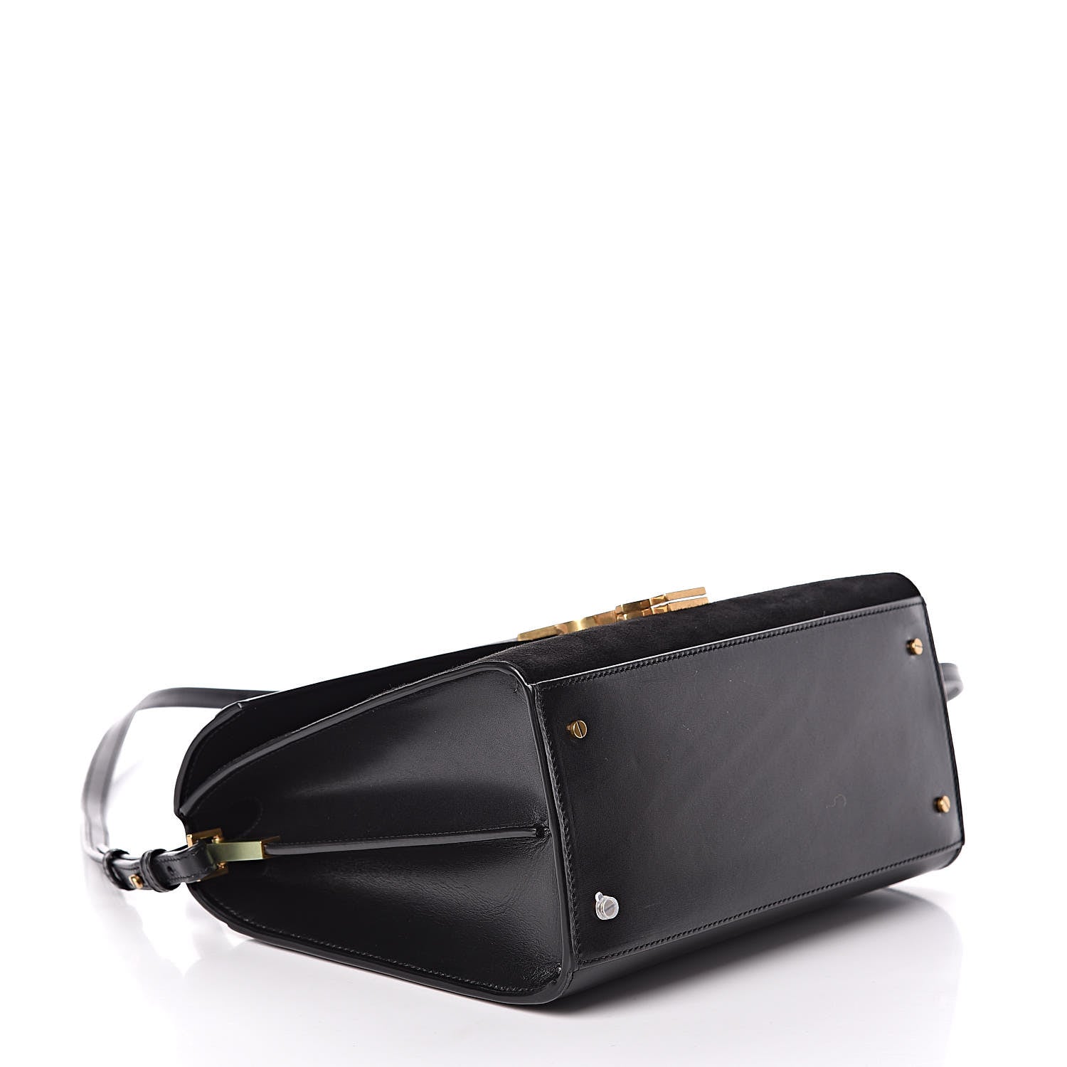 Saint Laurent Kid Scamosciato Smooth Calfskin Medium Classic Monogram Cassandra Top Handle Black Rouge Legion 4 of 10