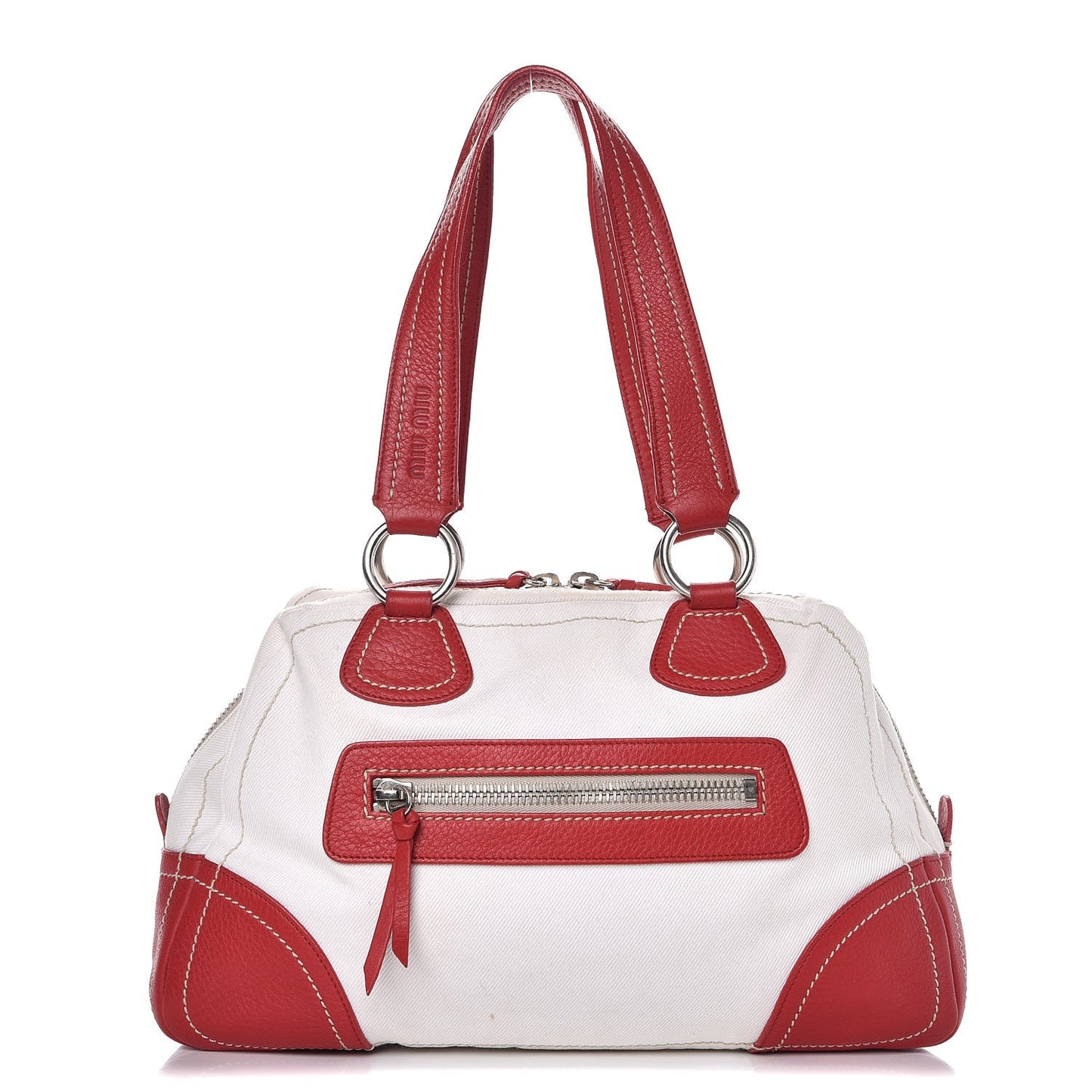 Canvas Calfskin Satchel Fuoco