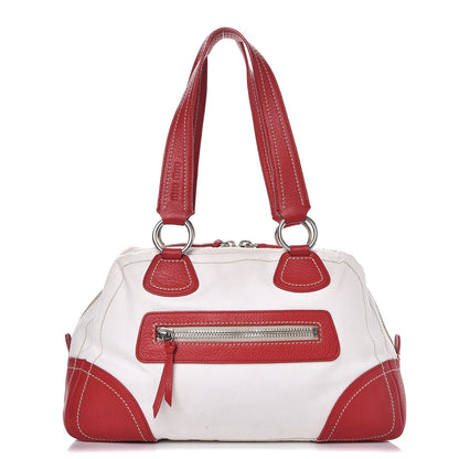 Miu Miu Canvas Calfskin Satchel Fuoco 1 of 9