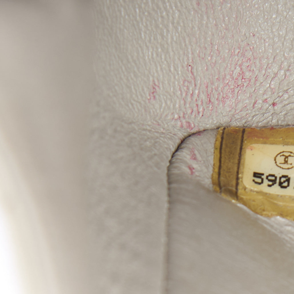 Lambskin Quilted Medium Double Flap Grey