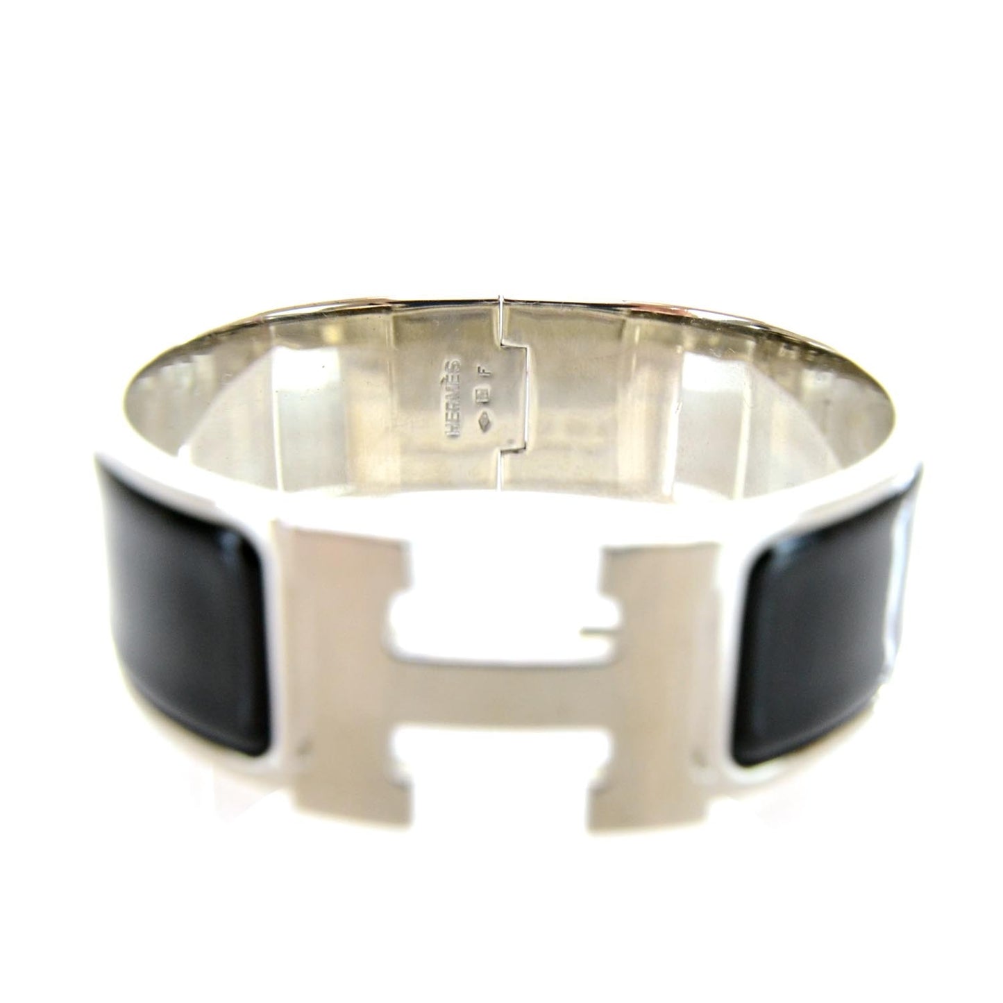 Enamel Clic Clac H Bracelet Wide Black Silver