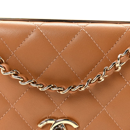 Chanel Lambskin Quilted Trendy CC Wallet On Chain WOC Camel 9 of 12