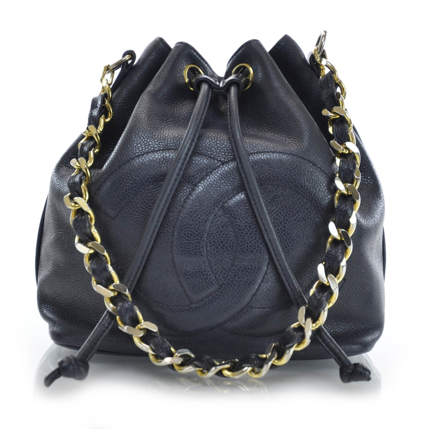 Chanel Caviar CC Drawstring Bag Navy Blue 1 of 8