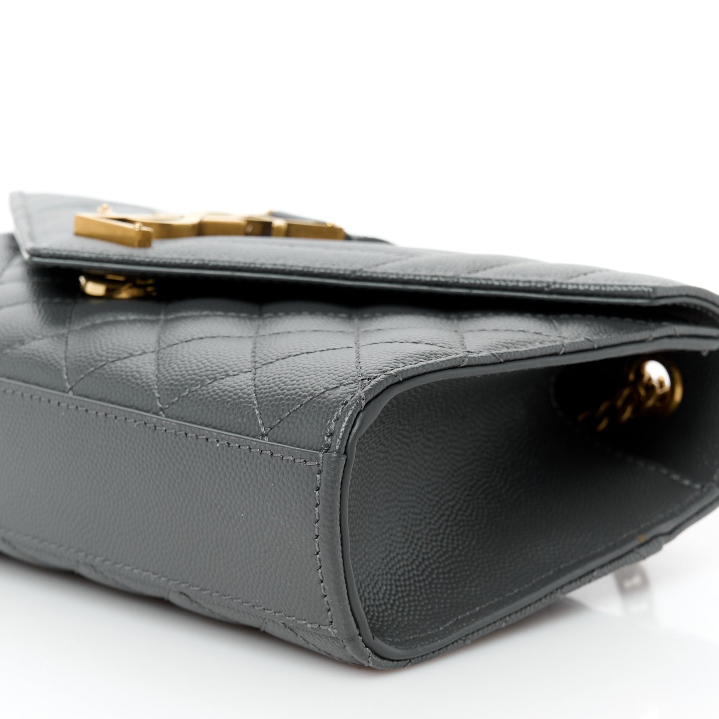 Grain De Poudre Textured Mixed Matelasse Triquilt Small Monogram Satchel Pebble