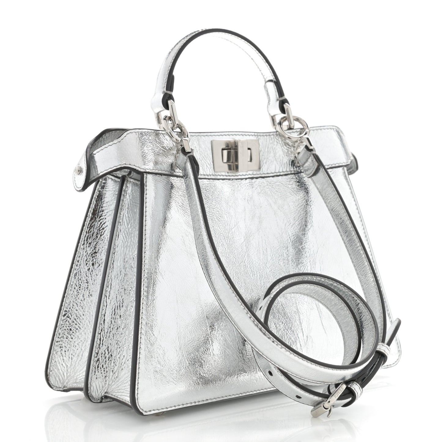 Rock Millenium Laminata Small Peekaboo I SEE U Satchel Argento
