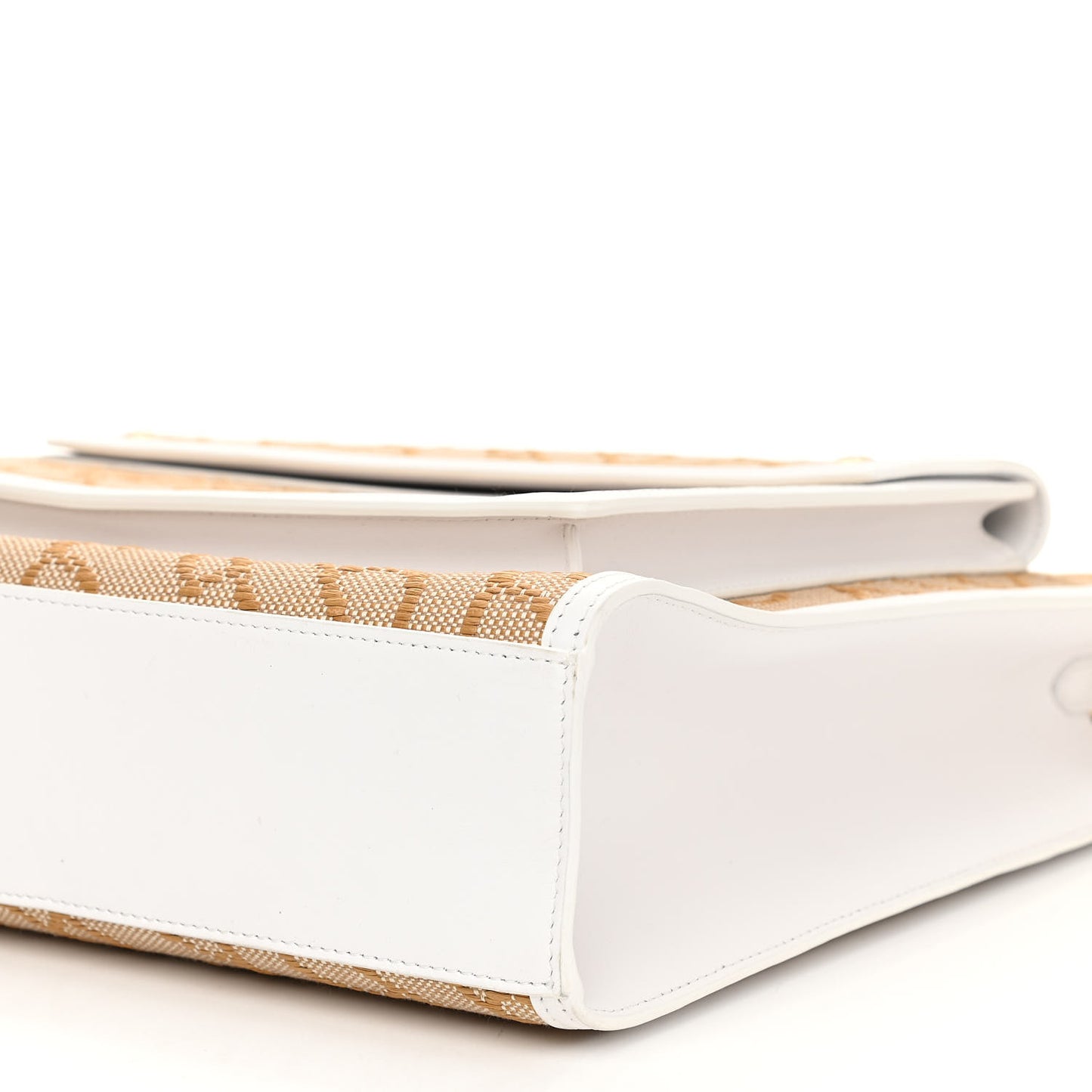 Monogram Canvas Smooth Calfskin Medium Pocket Bag White Beige