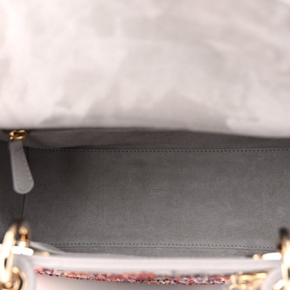 Christian Dior Calfskin Embroidered Beaded Medium Nature Ballet Lady Dior Grey Multicolor 5 of 9