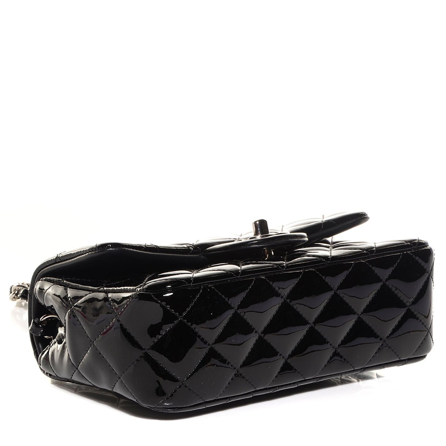 Patent Quilted Mini Rectangular Flap Black