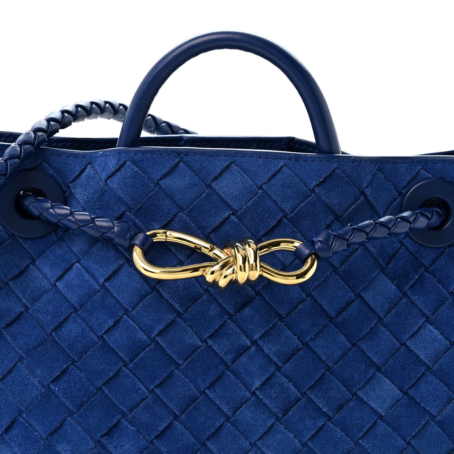 Suede Intrecciato Small Andiamo Shoulder Bag Royal Blue