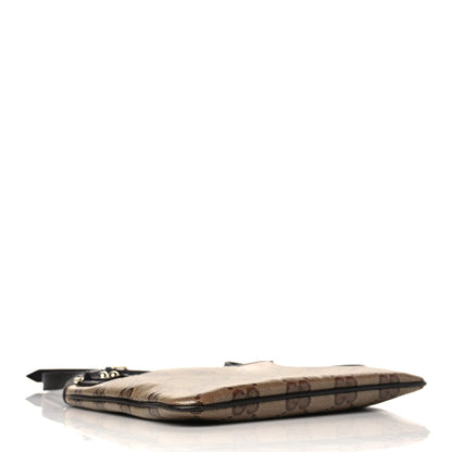 Gucci Crystal Monogram Flat Messenger Bag Beige Dark Brown 3 of 5