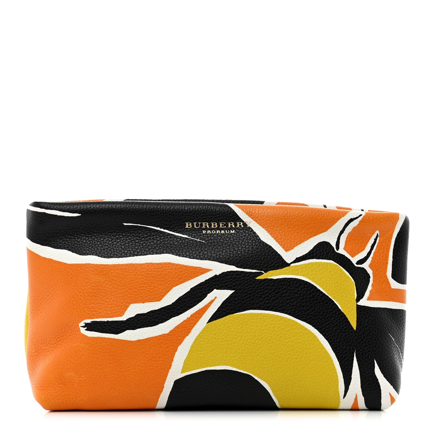 Burberry Prorsum Grained Calfskin Insect Print Pouch Black Orange Yellow 1 of 6