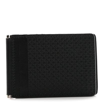 Salvatore Ferragamo Calfskin Gancini Embossed Bi-Fold Wallet Black 1 of 7