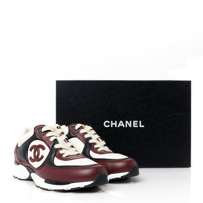 Chanel Calfskin CC Sneakers 37.5 Brown White Black 9 of 9