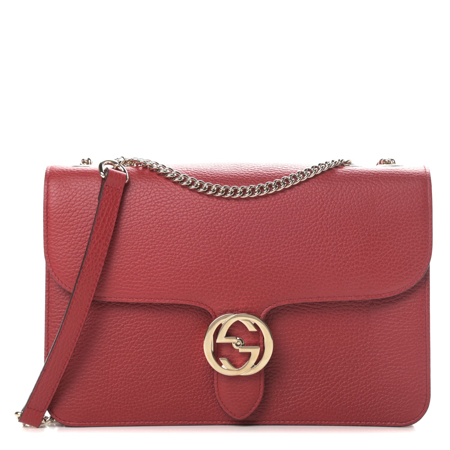 Gucci Dollar Calfskin Interlocking G Shoulder Bag Red 1 of 12