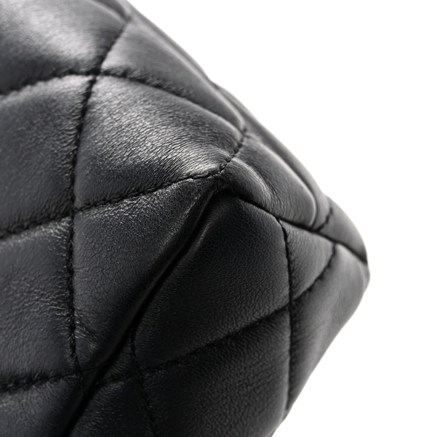 Lambskin Quilted Mini Quilted Handle Crush Flap Black