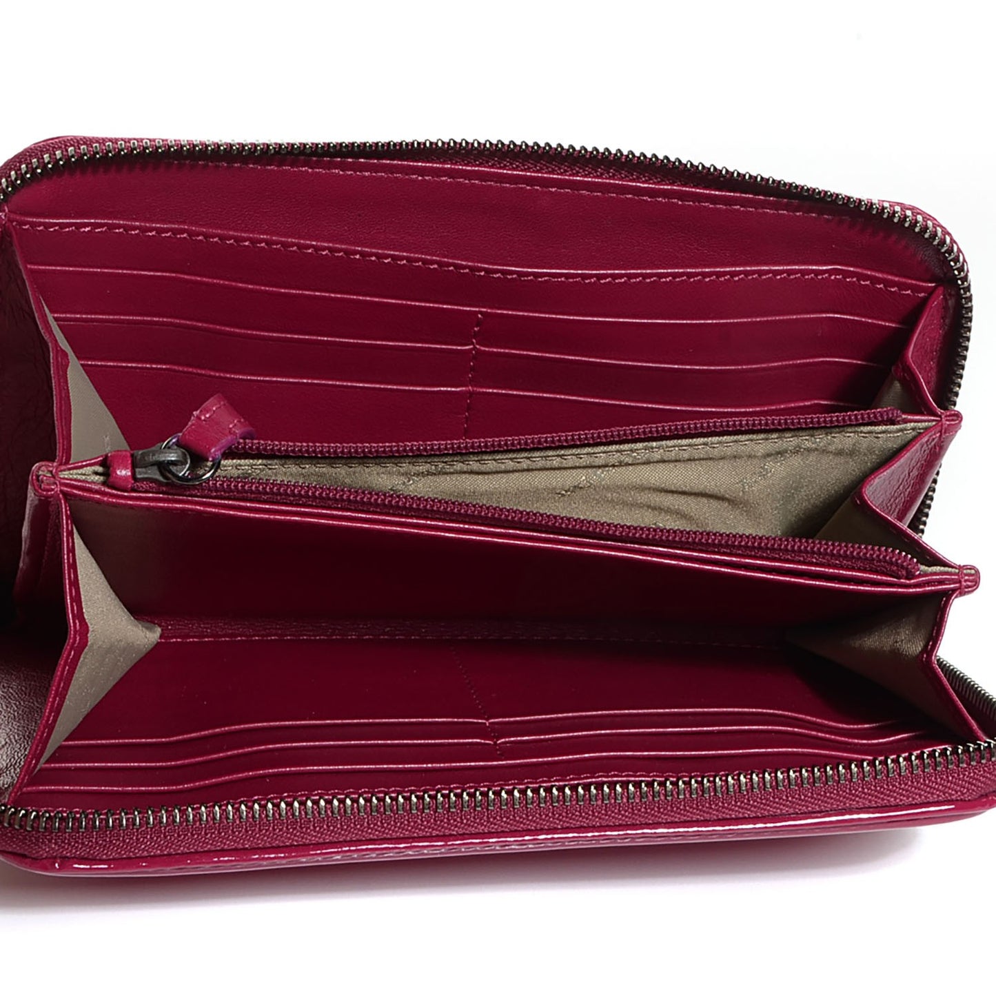 Patent Check Embossed Large Zip Around Wallet Raspberry Sorbet