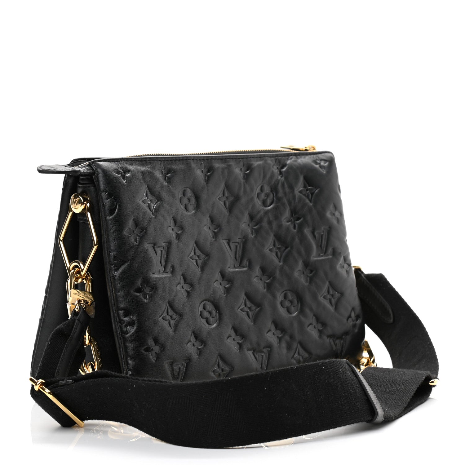 Louis Vuitton Lambskin Embossed Monogram Coussin PM Black 3 of 13