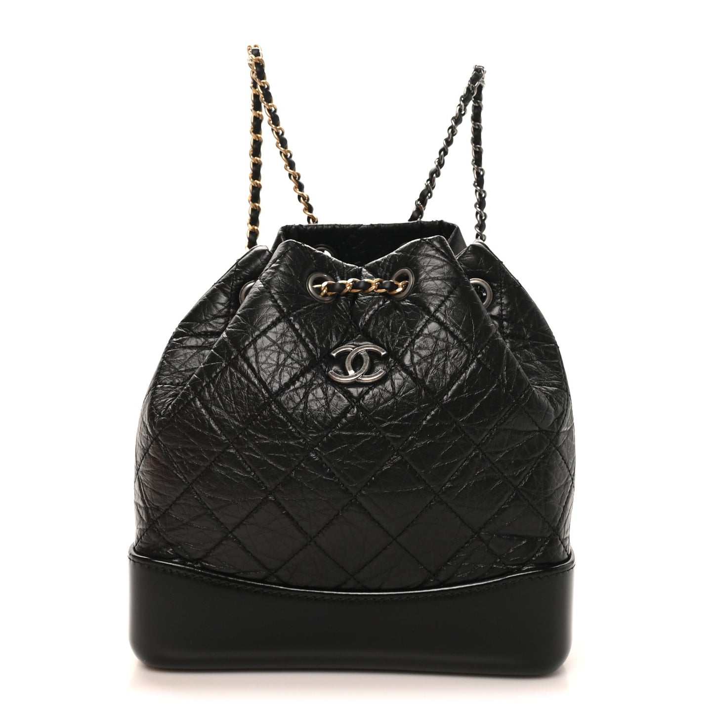 Aged Calfskin Quilted Small Gabrielle Backpack Black