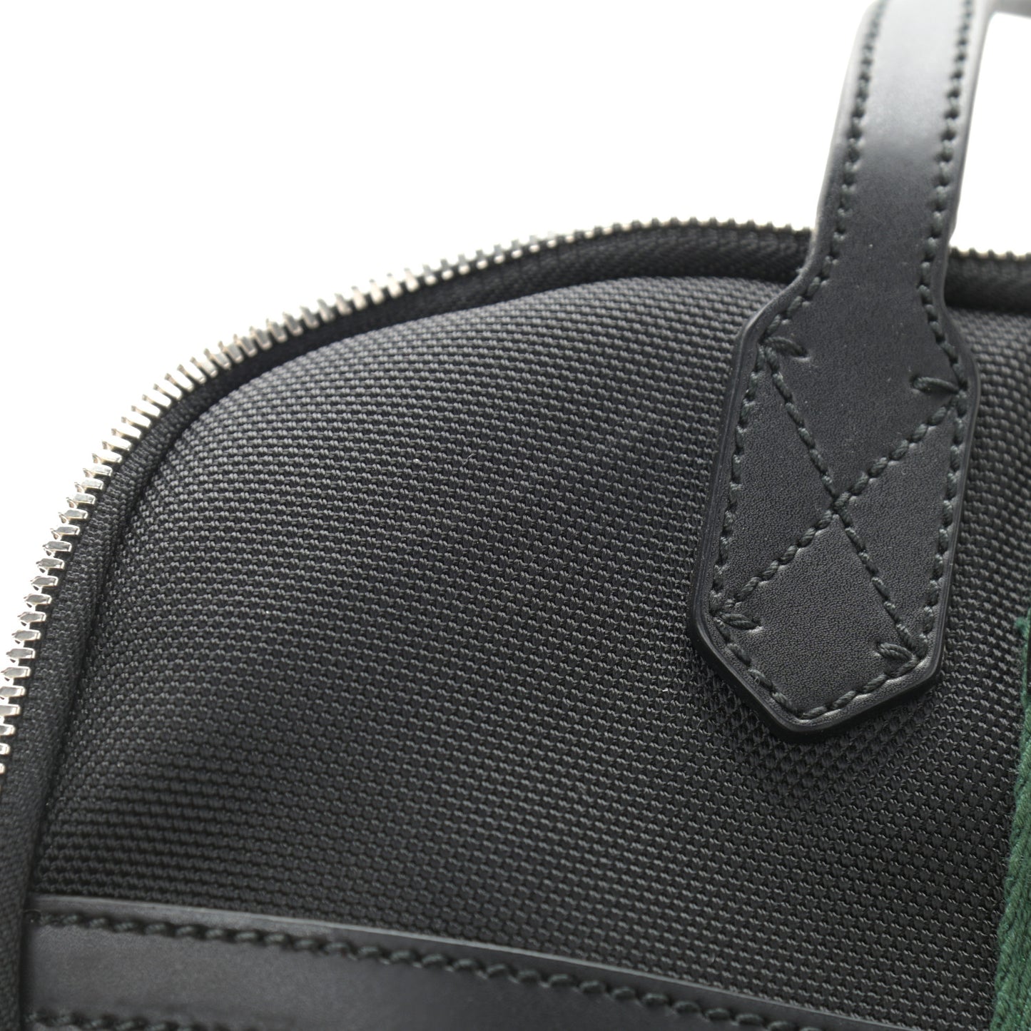 Techno Canvas Appia Calfskin Web Tote Backpack Black