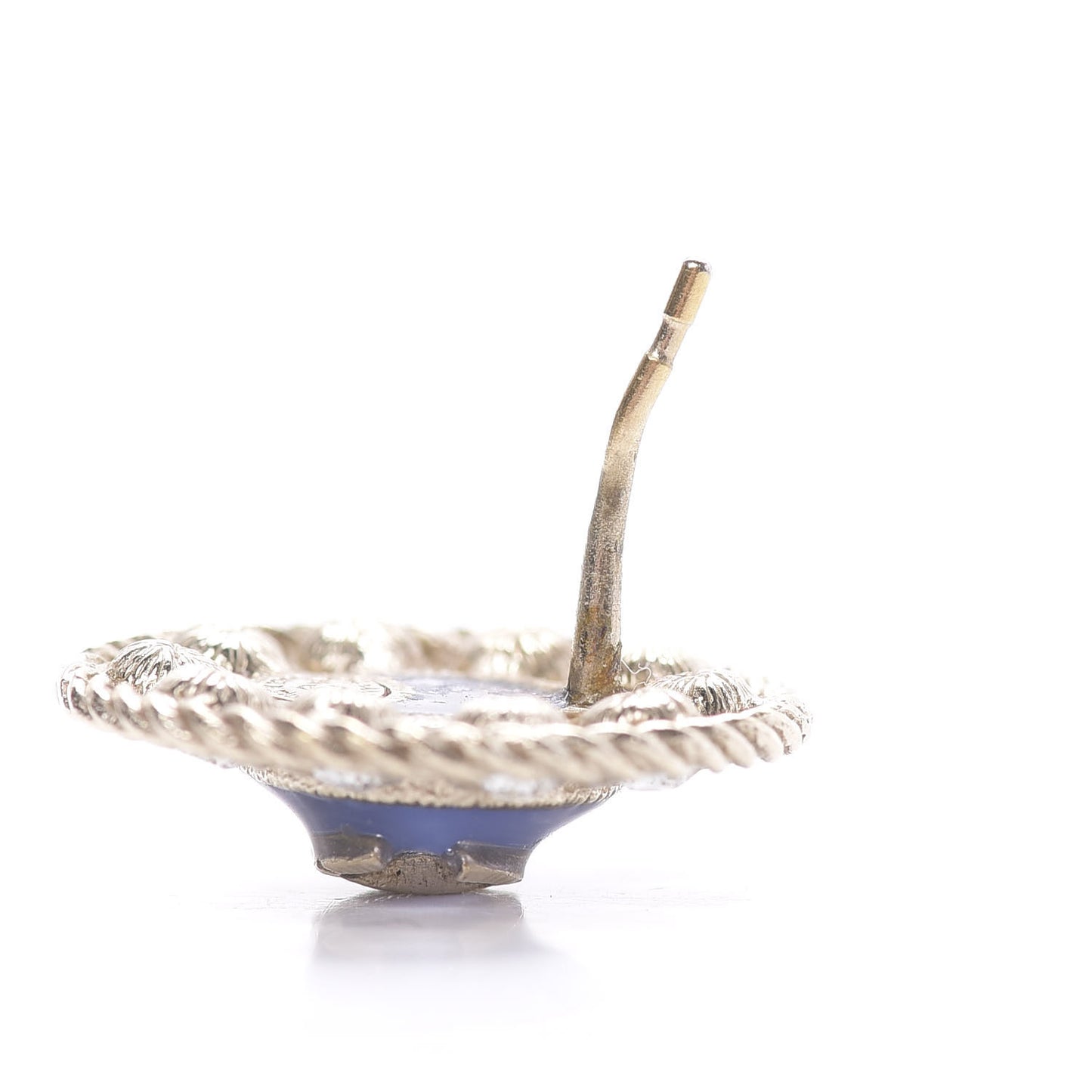 Crystal CC Round Earrings Blue Light Gold