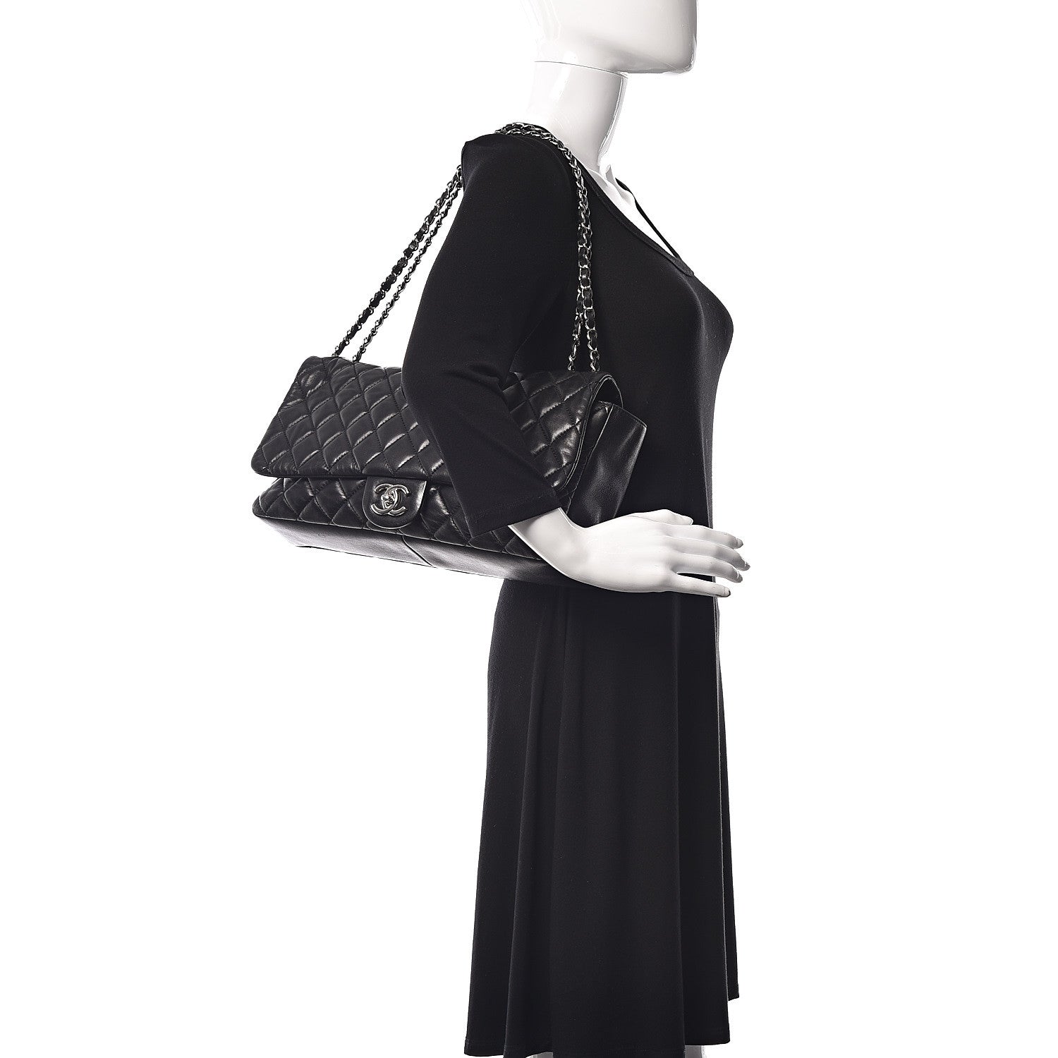 Chanel Lambskin Quilted Jumbo Coco Rain Flap Black 2 of 14