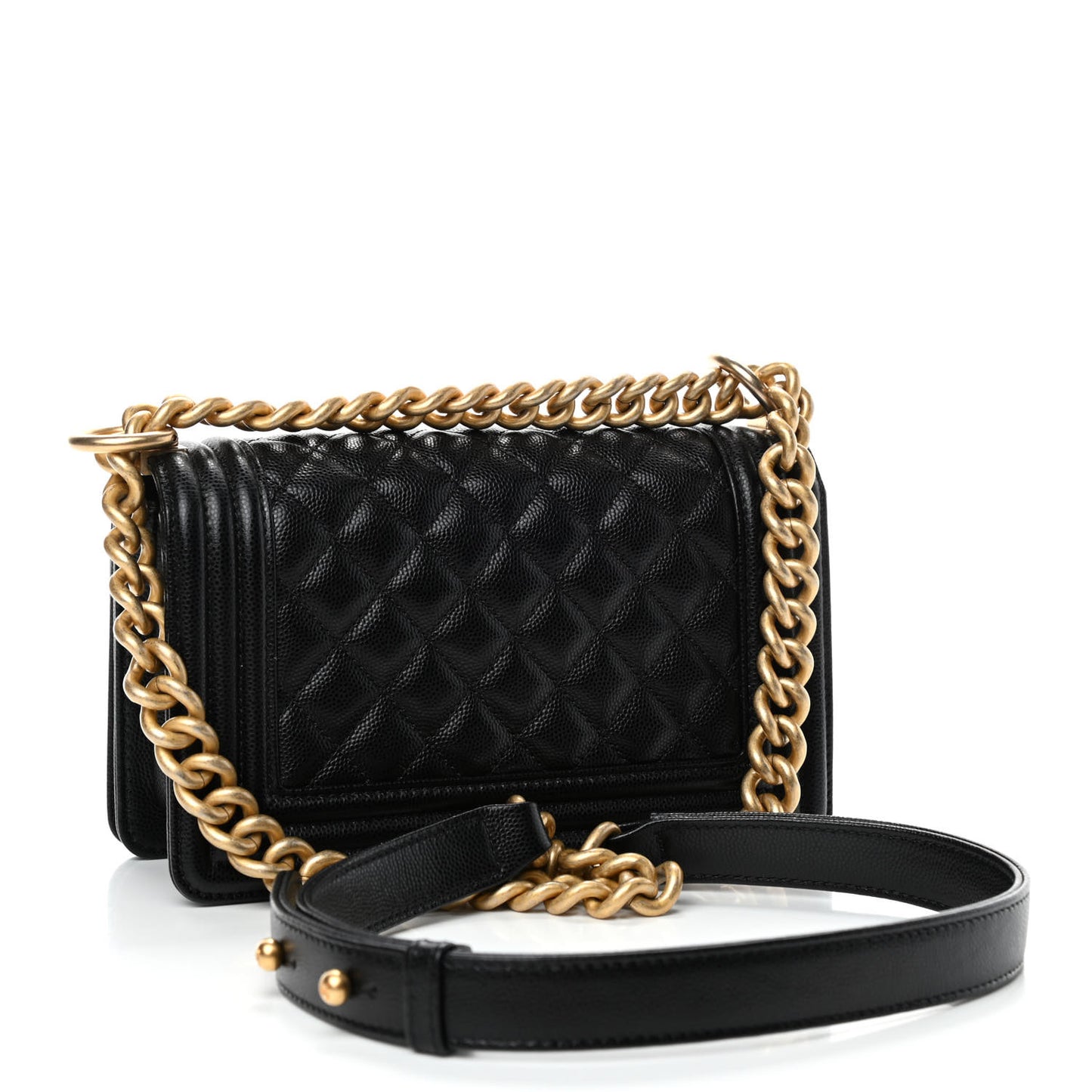 Caviar Quilted Small Boy Flap Black