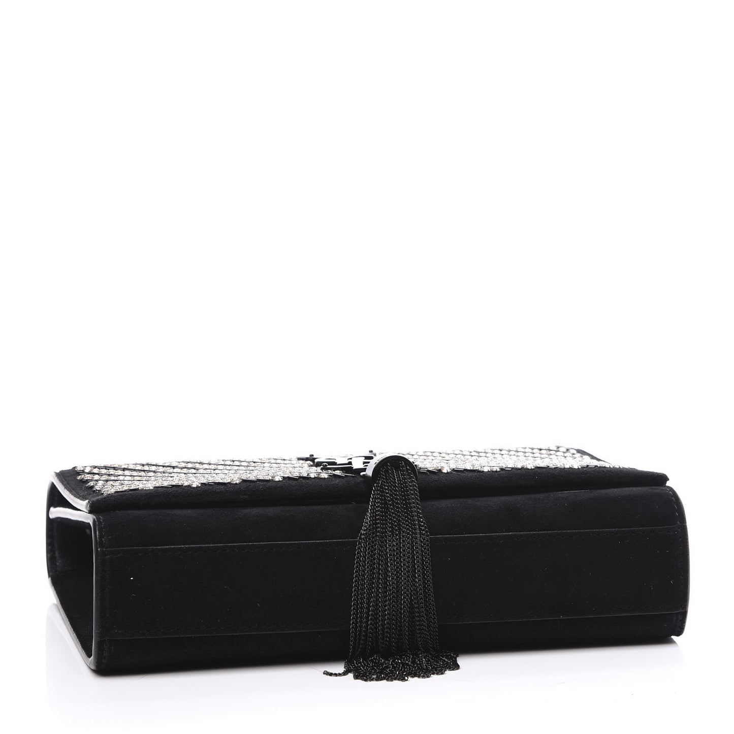 Suede Crystal Small Classic Monogram Kate Satchel Black