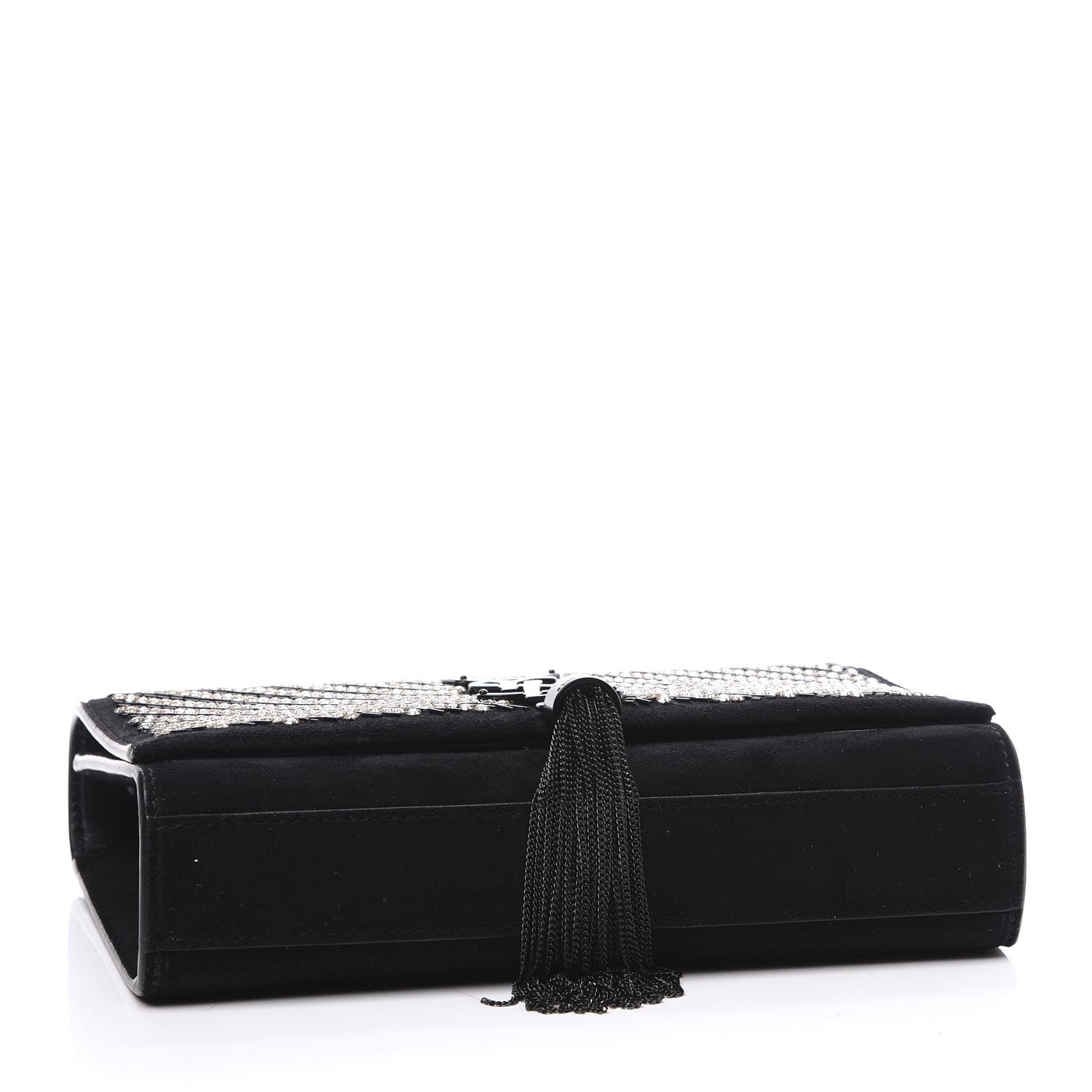 Saint Laurent Suede Crystal Small Classic Monogram Kate Satchel Black 3 of 9