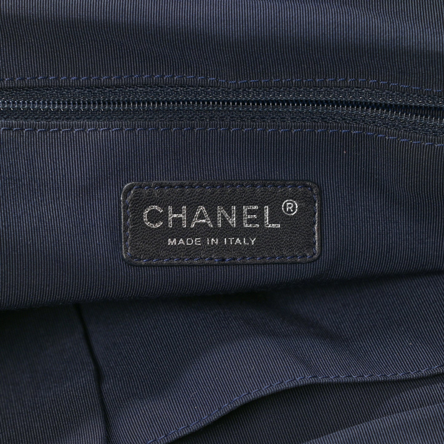 Lambskin Quilted Lido Shopping Tote Dark Navy Blue