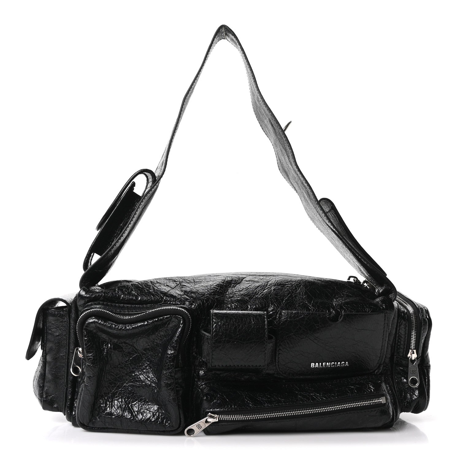 Balenciaga Agneau Arena Men's Superbusy Small Sling Zip Shoulder Bag Black 1 of 10