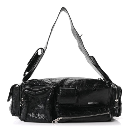 Balenciaga Agneau Arena Men's Superbusy Small Sling Zip Shoulder Bag Black 1 of 10