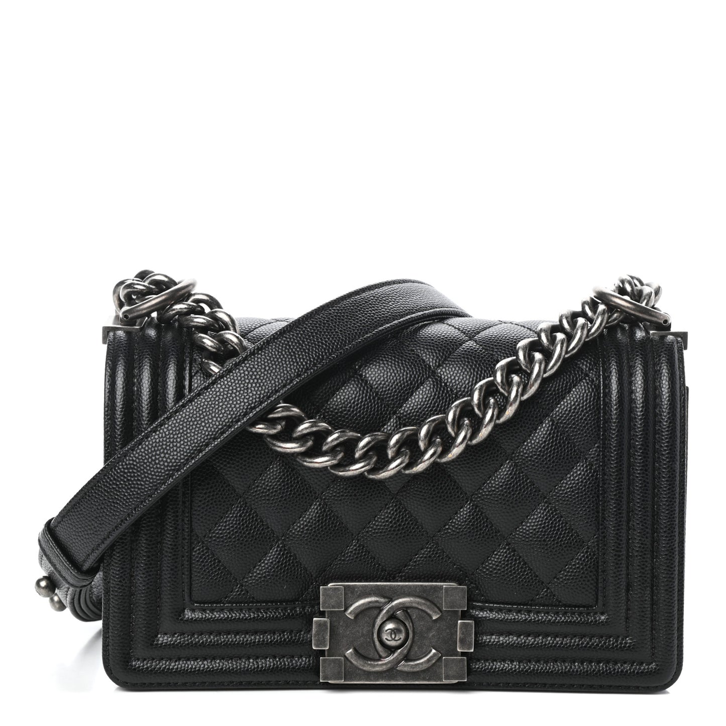 Caviar Quilted Small Boy Flap Black