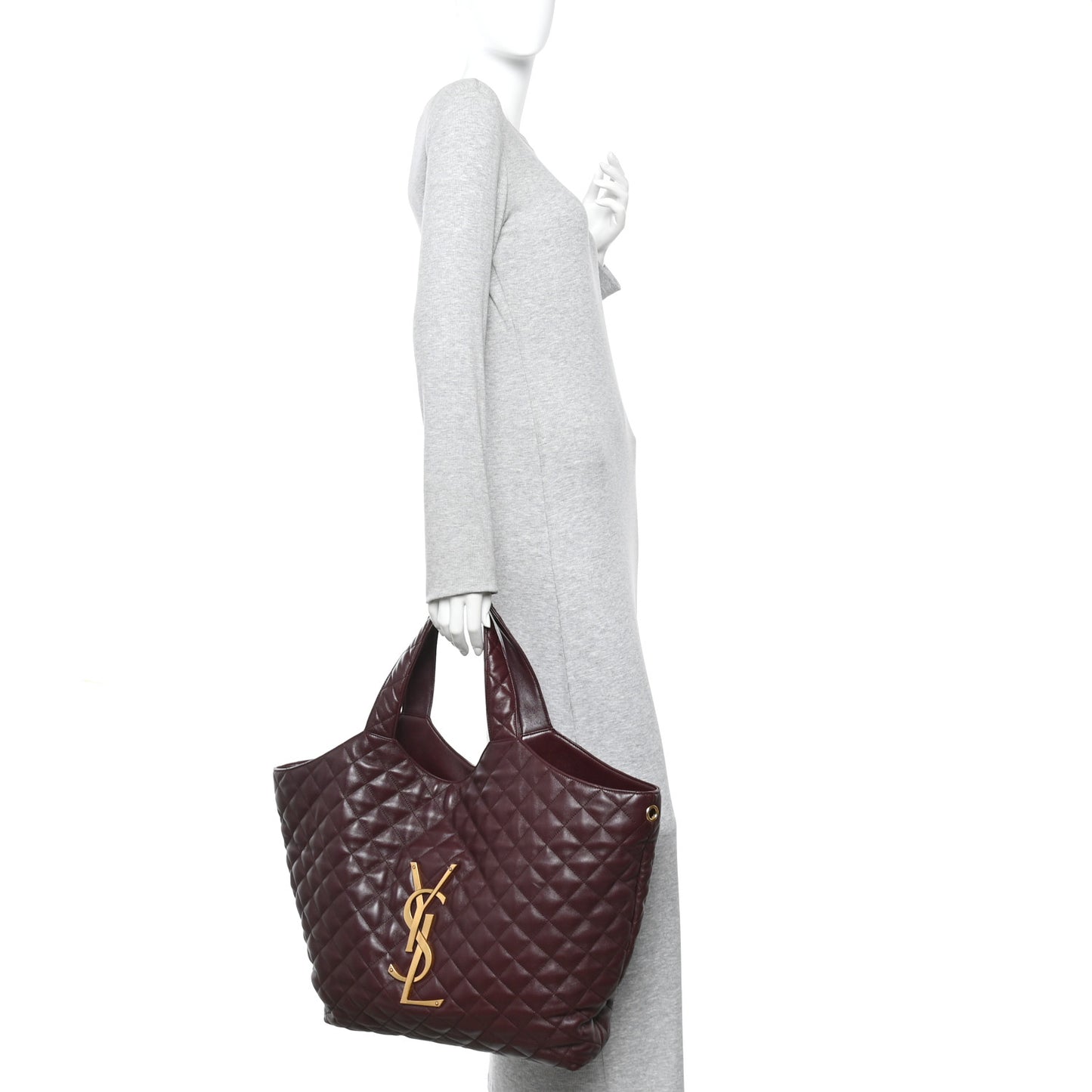 Lambskin Quilted Maxi Icare Shopping Tote  Rouge Cabernet