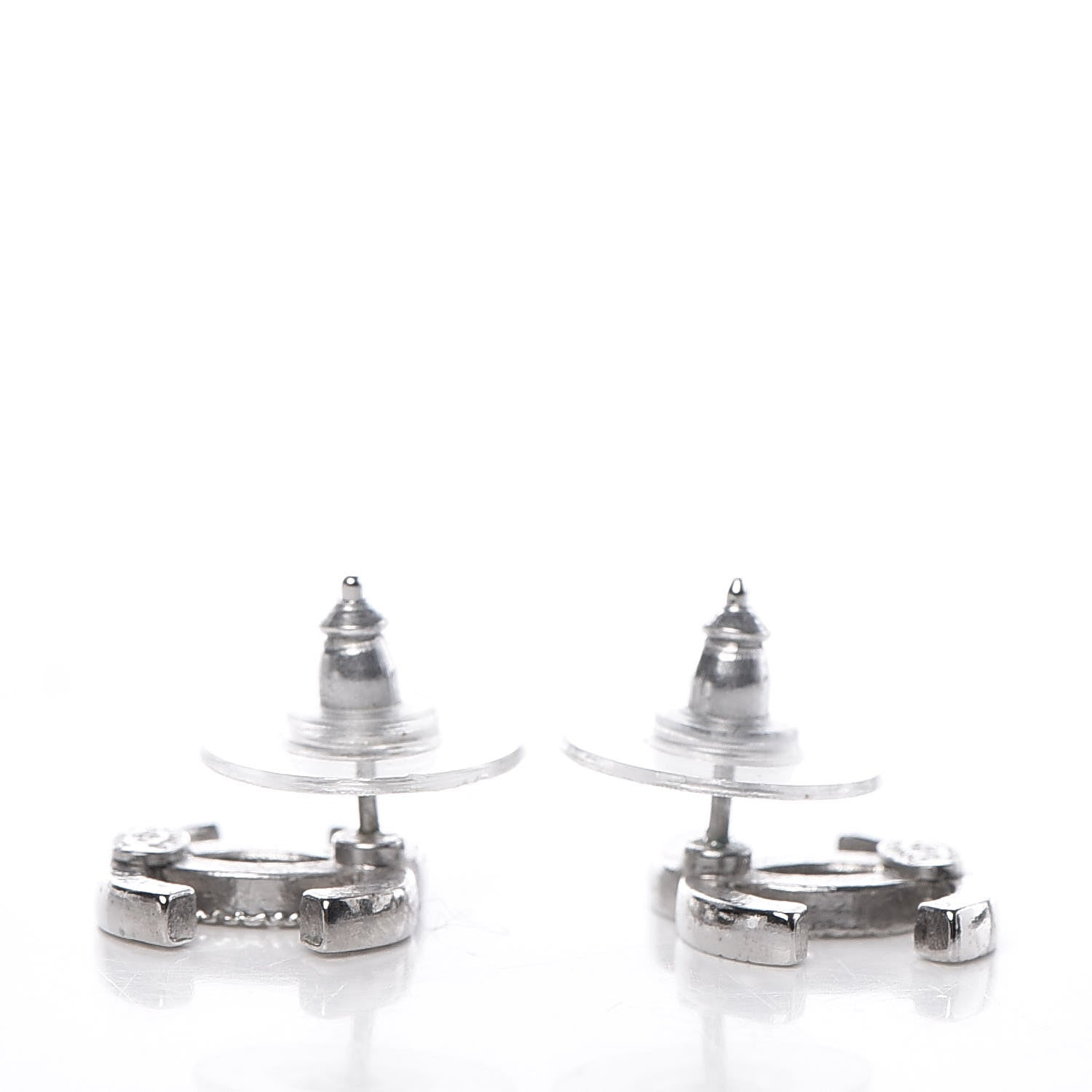 Chanel Crystal Timeless CC Earrings Silver 3 of 5